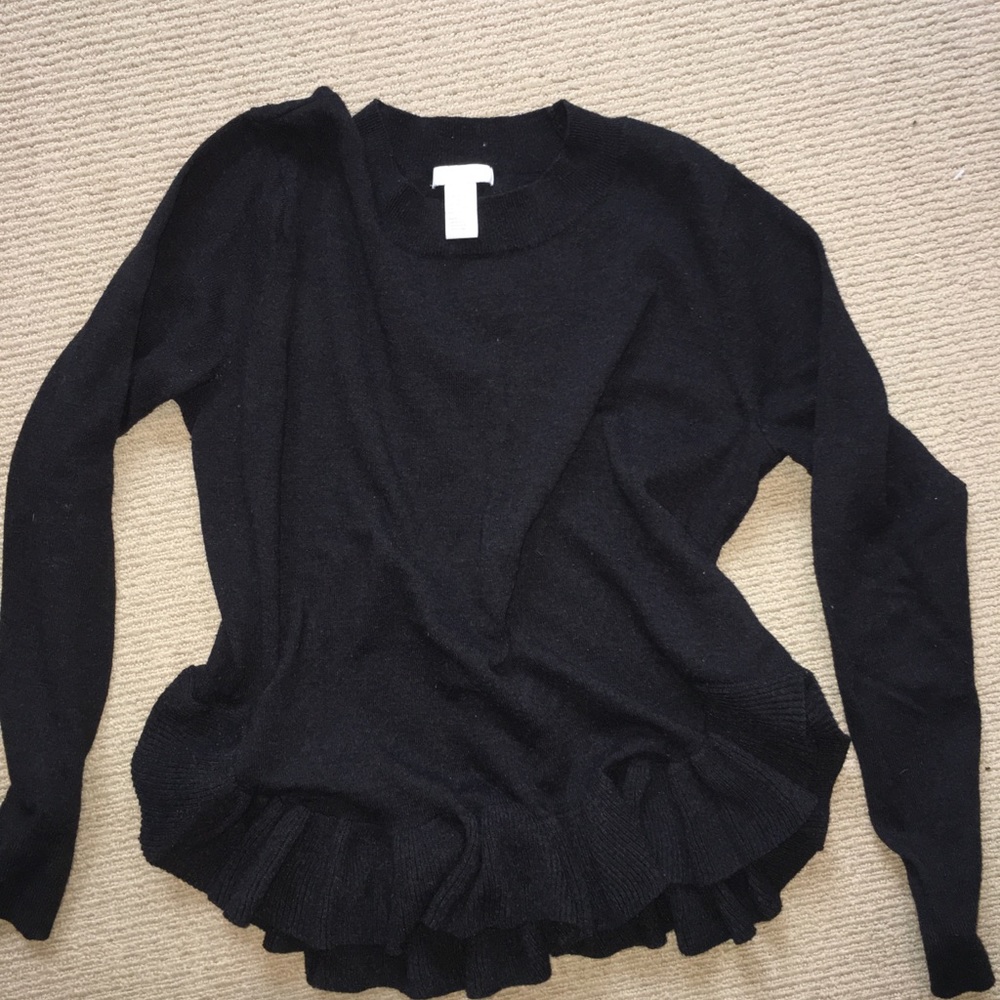 Eco friendly flare ruffle sweater gray
